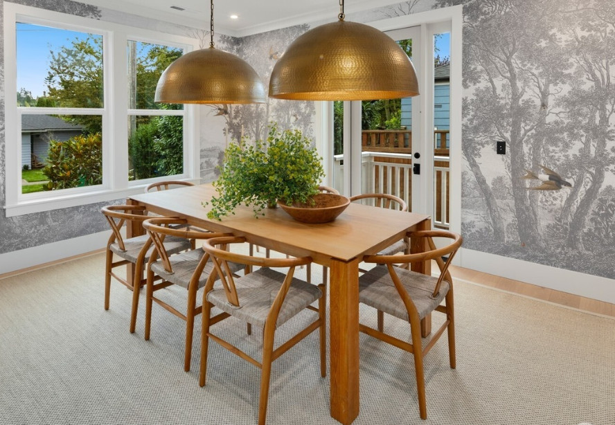 Example of a transitional dining room design in Seattle
