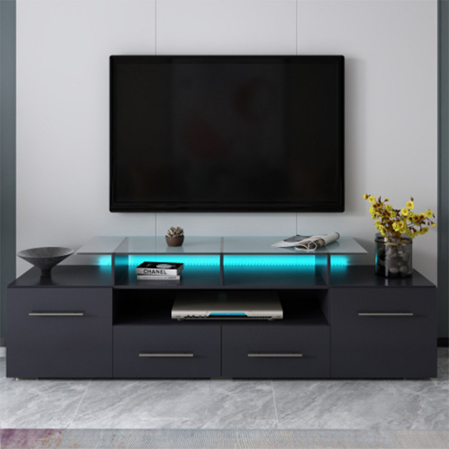 Universal Entertainment Center black modern TV benches Modern