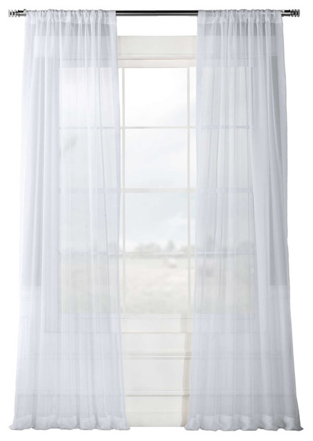 Solid White Voile Poly Curtains Set Of 2 Traditional Curtains
