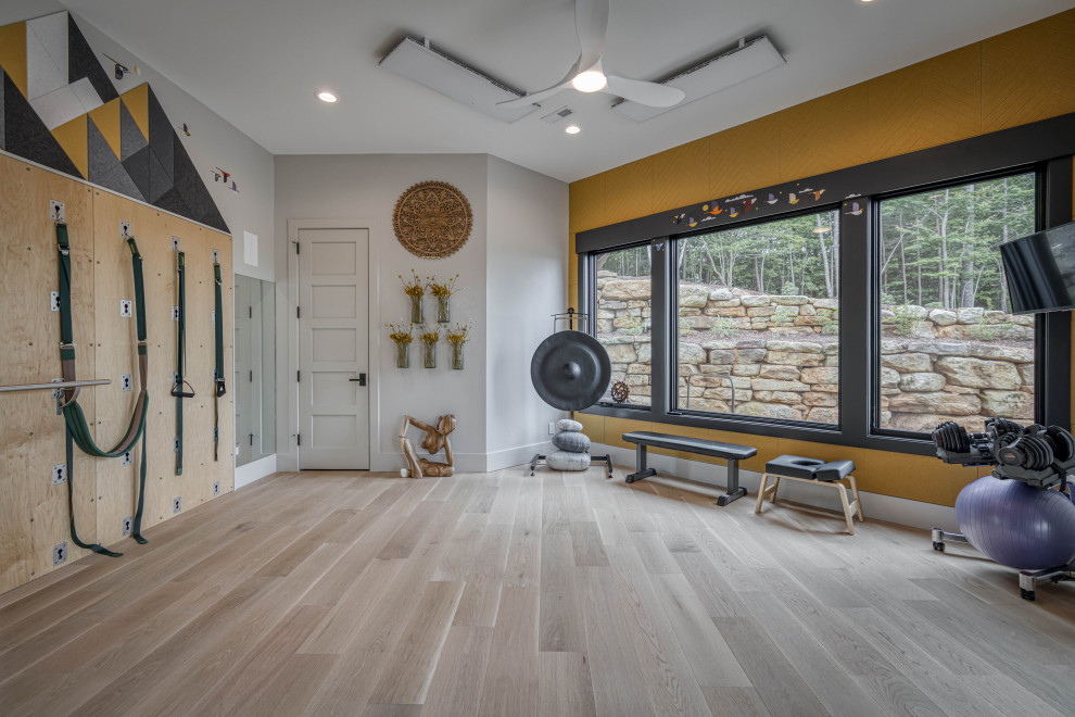 Trendy home gym photo in Charlotte