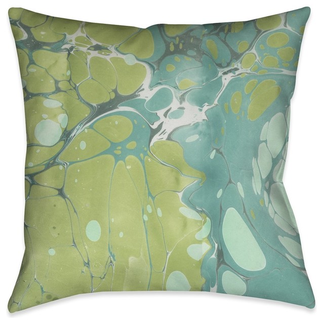 Laural Home Turquoise Marble II Throw Pillow, 18"x18"