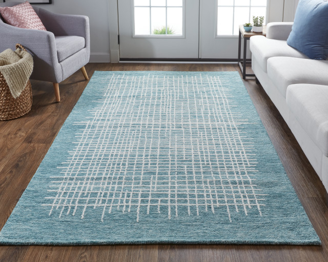 Weave & Wander Carrick Architectural Rug, Teal, 3'6"x5'6"