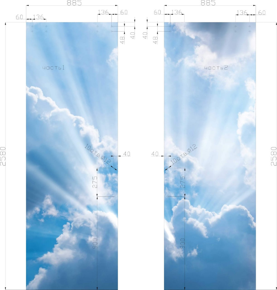 Стеклянная перегородка с двусторонней УФ печатью