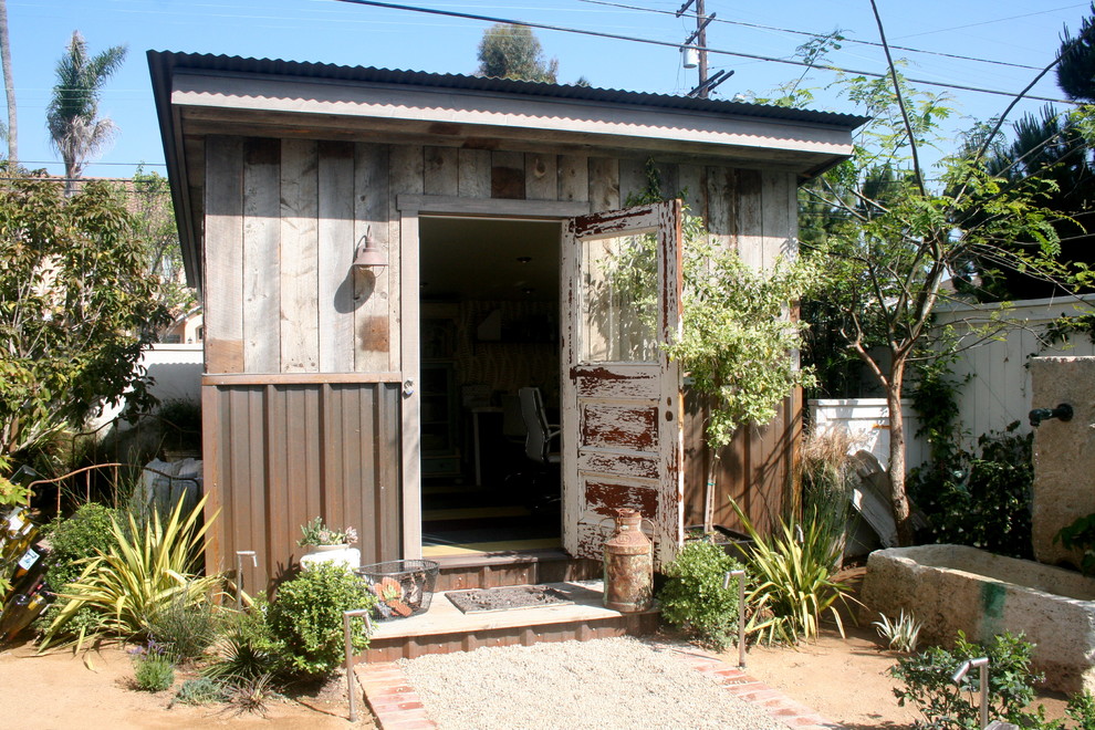 Eclectic detached shed and granny flat in Orange County.