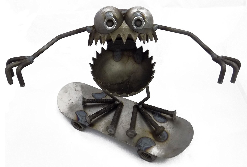 Sugarpost Gnome Be Gone Skateboard Rider Welded Metal Art Made in USA