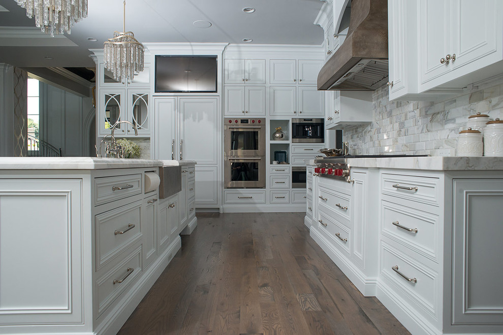 Traditional kitchen in Other with a farmhouse sink and with island.