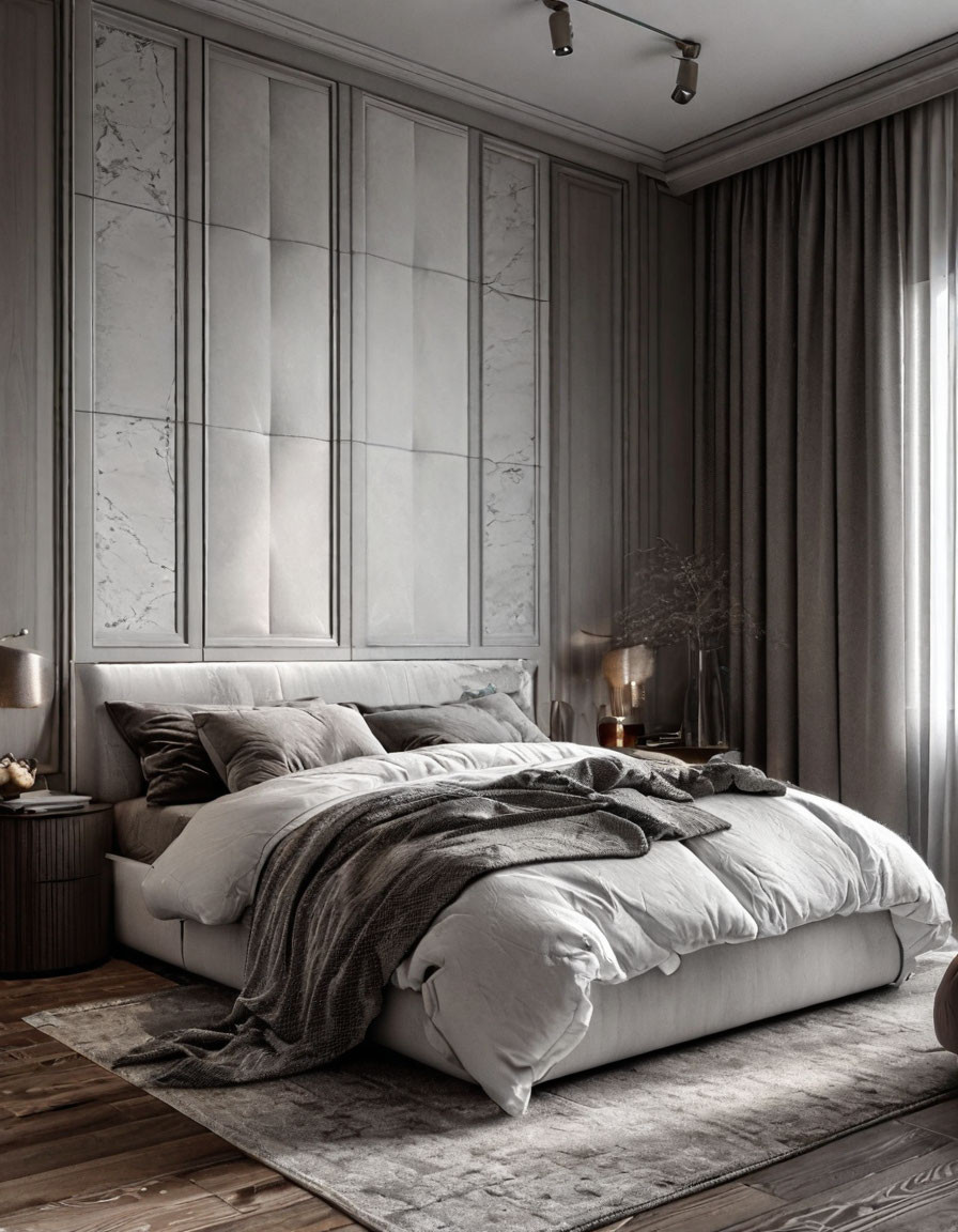 Современные спальни с различным декором и панелями