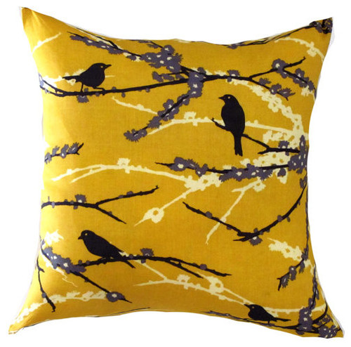 Love the mustard and purple bird cushion