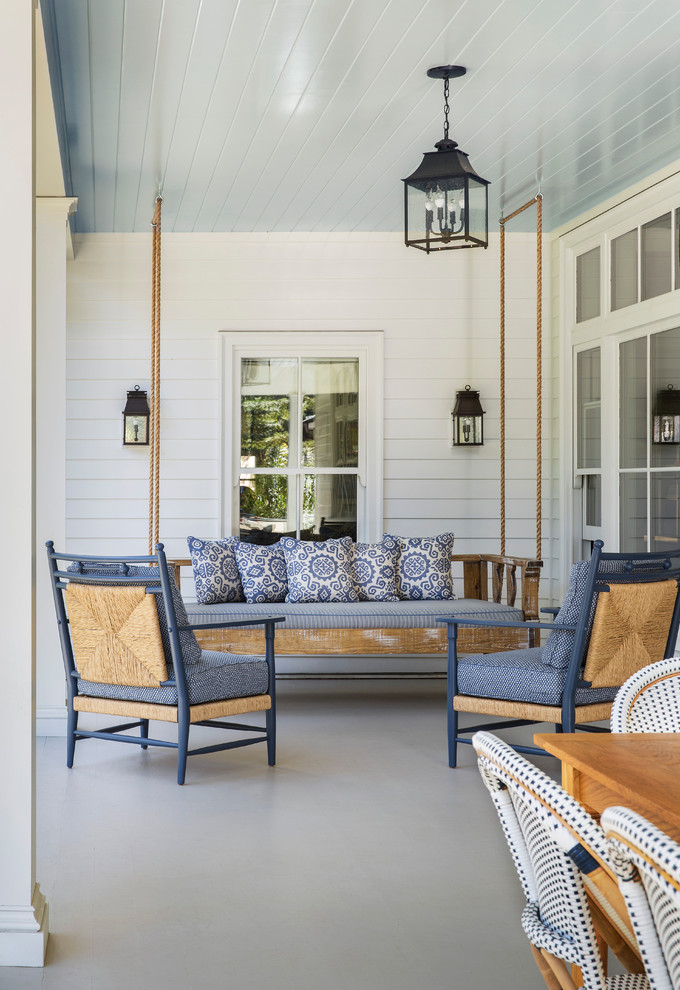 Atherton Residence - Inspiration for a mid-sized transitional backyard concrete patio remodel in San Francisco with a roof extension