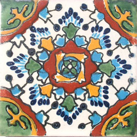 4"x4" Mexican Ceramic Handmade Tile C032 Contemporary Wall And