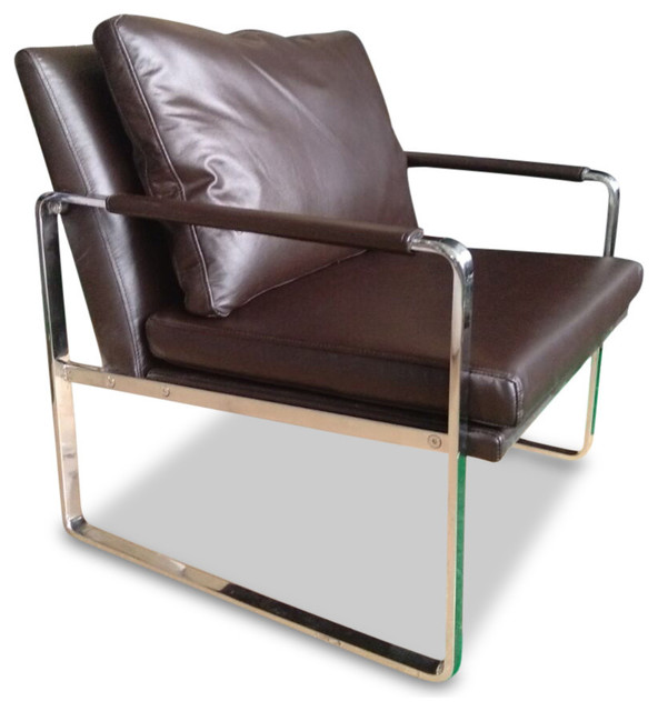 Harvey Modern Full Grain Italian Leather Accent Chair