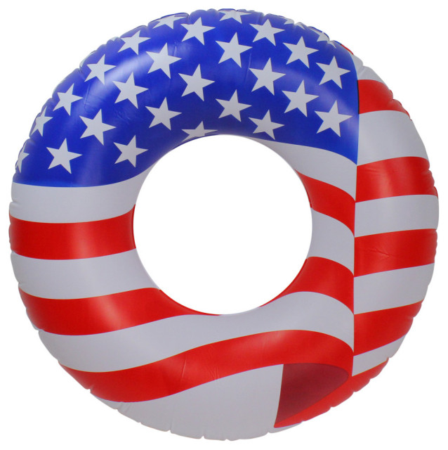 36" Patriotic Stars and Stripes Ring Inflatable Swimming Pool Inner Tube