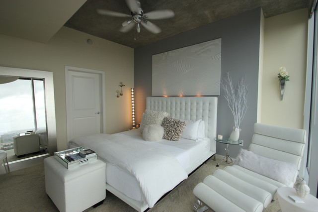modern white bedroom - modern - bedroom - houston -mauricio nava