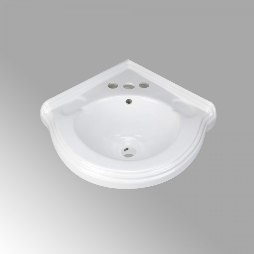 Wall Mount Corner Small Bathroom Sink White Gloss China Portsmouth with ...