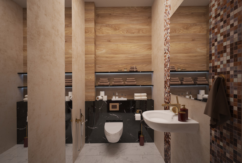 Ванная с мозаичным панно