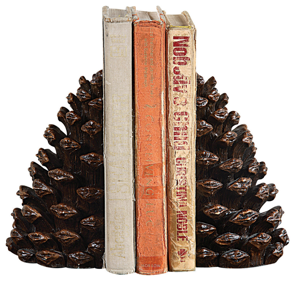 Pinecone Shaped Resin Bookends, 2-Piece Set