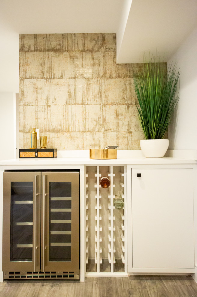 Example of a trendy home bar design in Boston