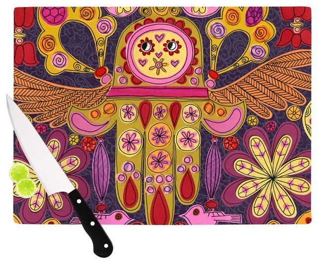 Jane Smith "Indian Jewelry" Purple Yellow Cutting Board, 11.5"x15.75"