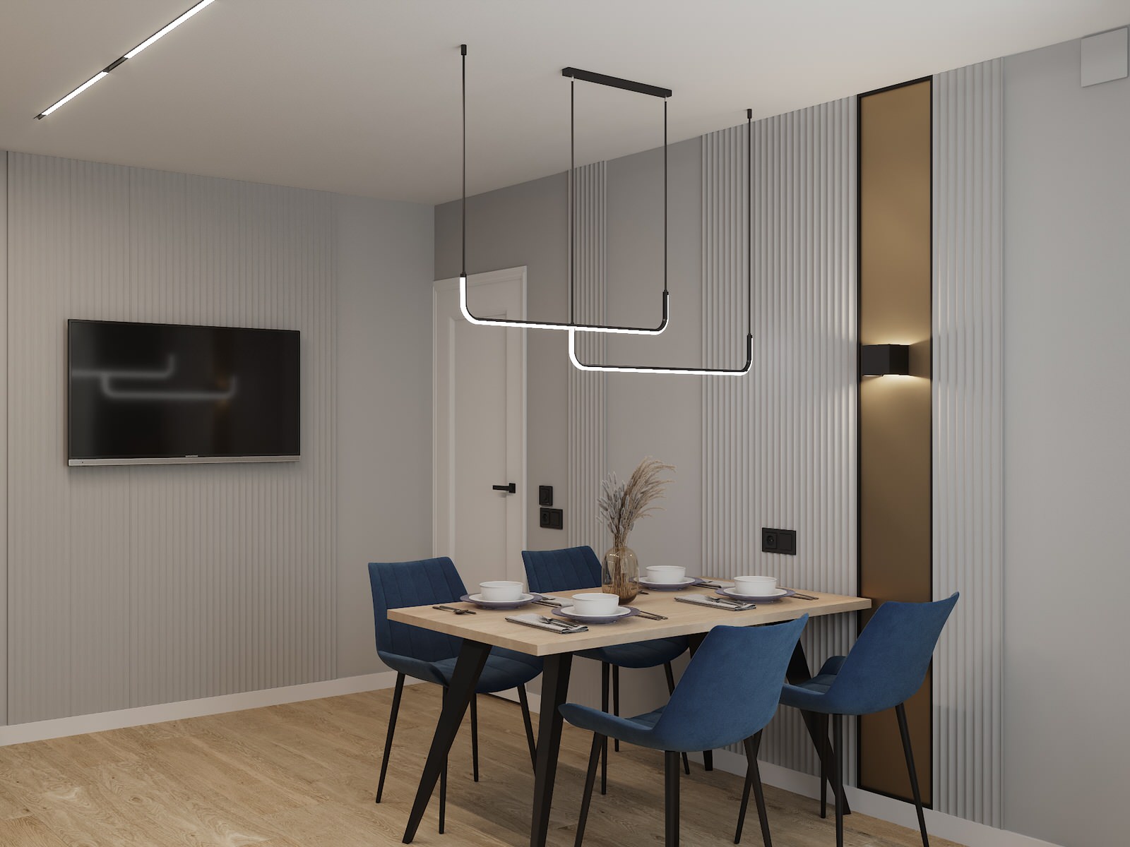 Визуализация дизайн-проекта квартиры 95 м кв, для пары с ребенком