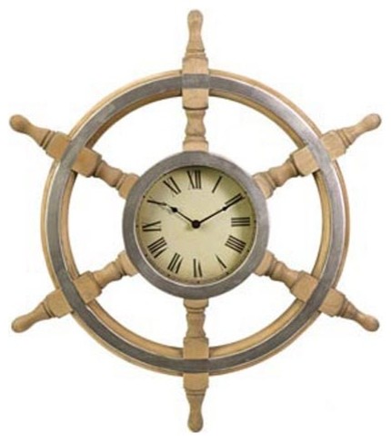 Wood Ship Wheel Clock