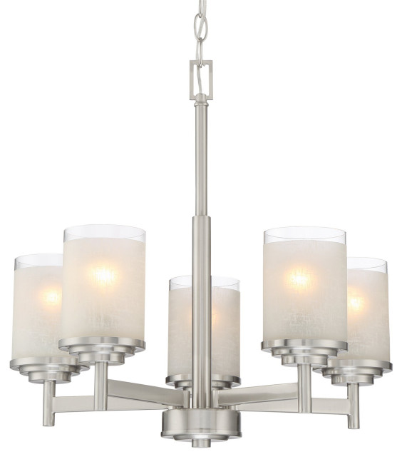 Kira Home Windsor 18.5" / Chandelier, Frosted White Linen Glass Shades