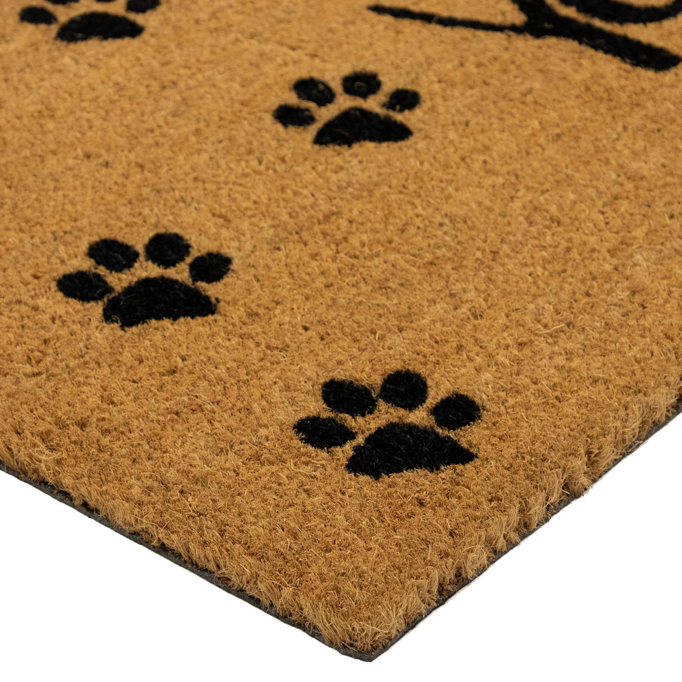 Natural Coir "Wipe Your Paws" Outdoor Doormat 18" x 30" Contemporary
