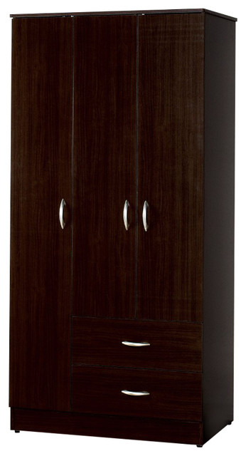 Wooden Wardrobe With Plenty Space Espresso Brown Transitional