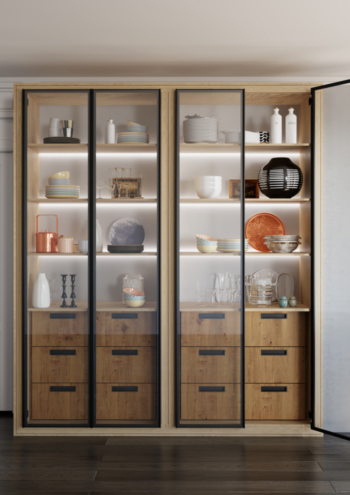 Шкаф-витрина со стеклянными фасададми на основе профиля Neapol 270