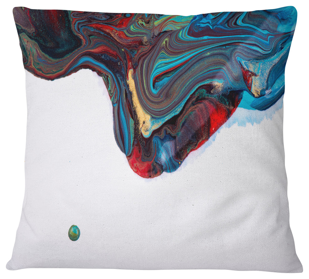 Multi Color Abstract Acrylic Paint Mix Abstract Throw Pillow, 16"x16"