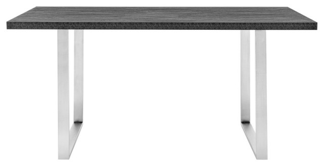Fenton Rectangular 71" Dining Table, Charcoal Top and Brushed Stainless Steel