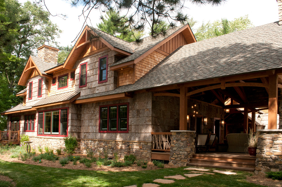 Hybrid Timber Frame Home on the Chain O' Lakes Miner Lake Rustic