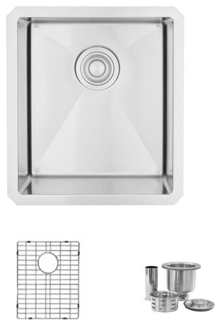 STYLISH 16"L x 18"W Undermount Bar Sink Single Bowl with Grid and ...