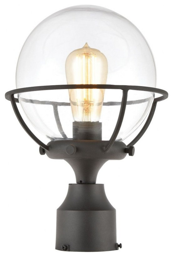 Round Globe One Light Outdoor Post Mount Exposed Bulb Coastal Style