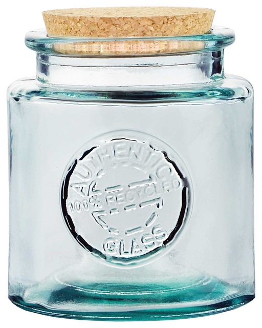 Authentic Jar Recycled Glass 500ml. with Cork Contemporary Kitchen Canisters And Jars by