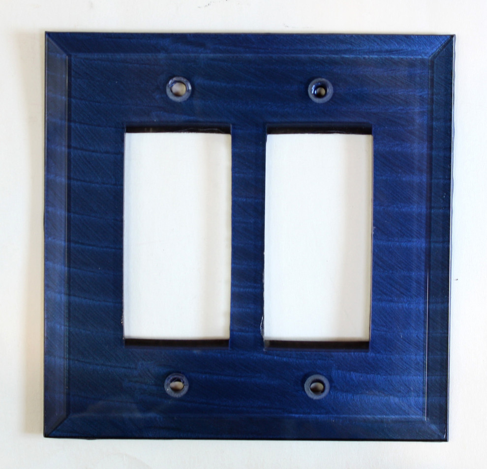 Glass double decora switch plate lapis