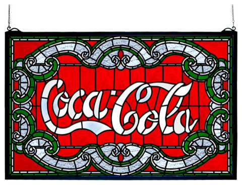 24"Wx15"H Coca Cola Victorian Stained Glass Window