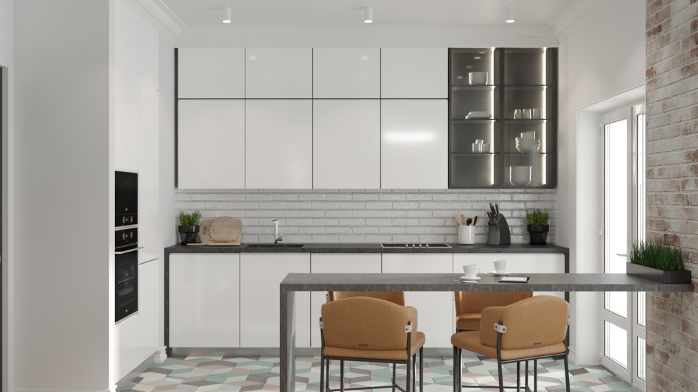 Кухня гостиная в нежных цветах