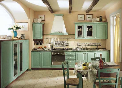 Cocina muebles verde menta