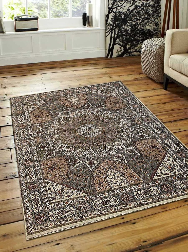 Hand Knotted Persian Wool New Zealand Area Rug Oriental Cream Light