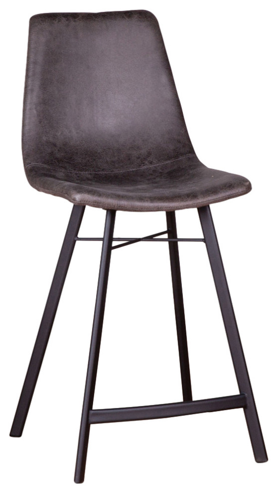 Hudson Mid Century Retro Counter Chair, Charcoal, Set of 2