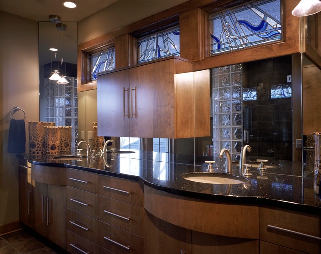 Frank Lloyd Wright Inspired Contemporary Bathroom Omaha by Curt