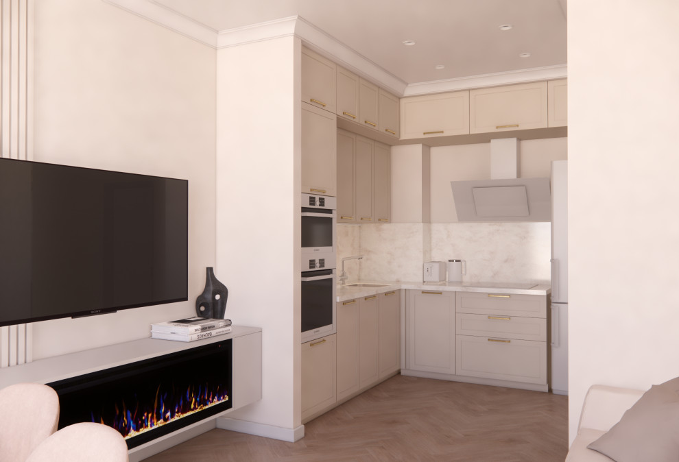 Светлая кухня-гостиная