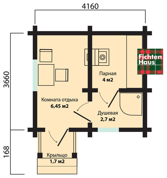 Баня из клееного бруса Фихтен Фильс