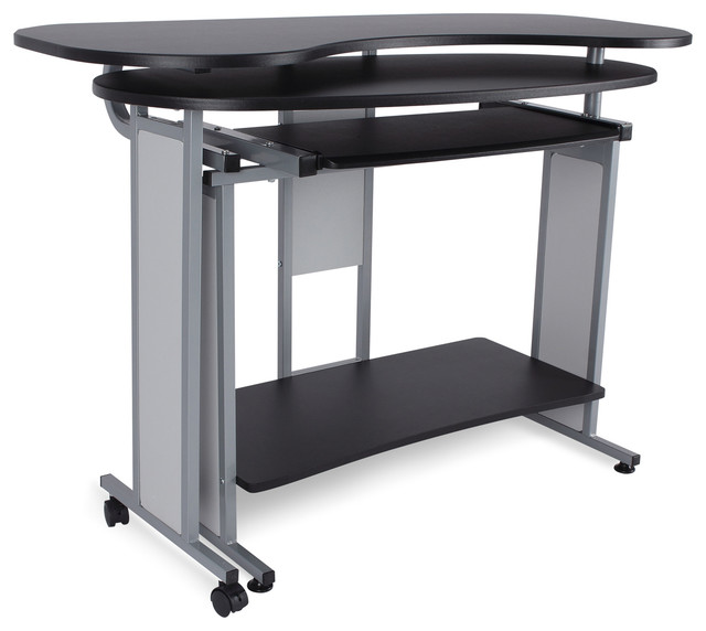 Expandable Computer Desk Black And Silver Contemporary Desks Expandable Computer Desk Black And Silver Contemporary Desks Hutches By Onebig