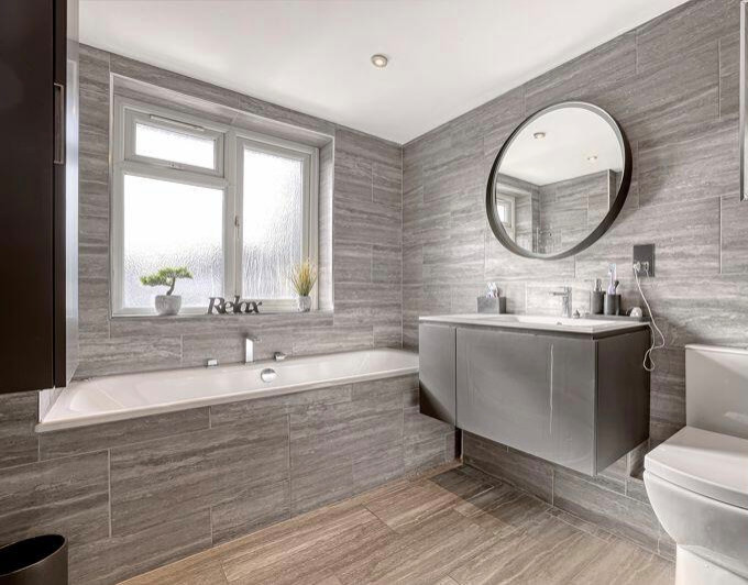 Inspiration for a modern bathroom remodel in Essex