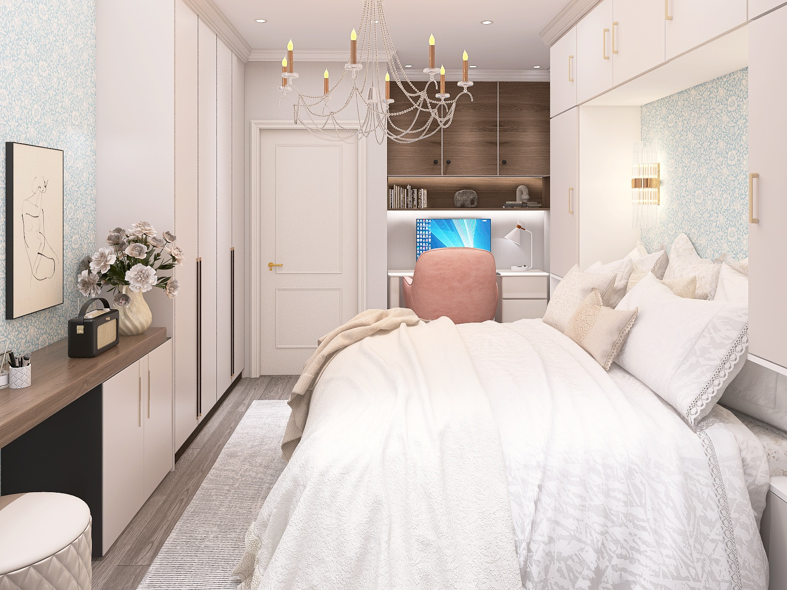 Воздушная спальня с оттенком классики