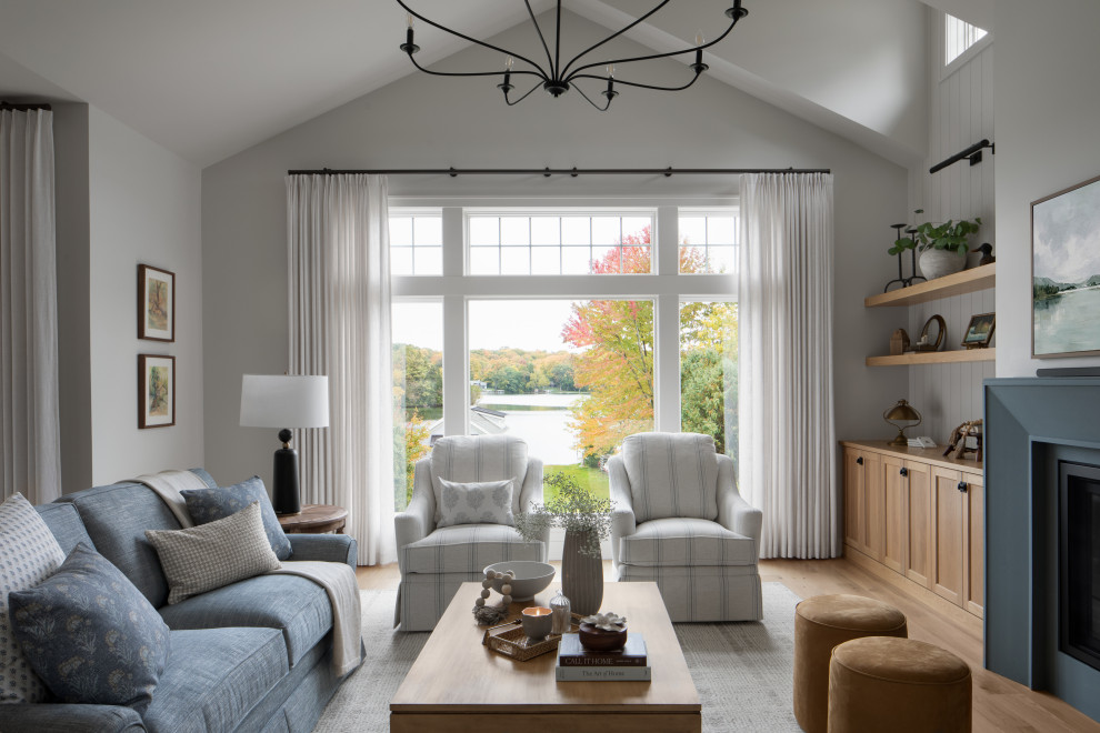 Inspiration for a farmhouse living room remodel in Milwaukee