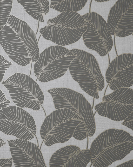 Larson Grey Leaf Wallpaper Tropical Wallpaper by Brewster Home