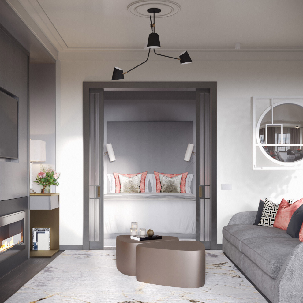 Монохромный интерьер с яркими акцентами