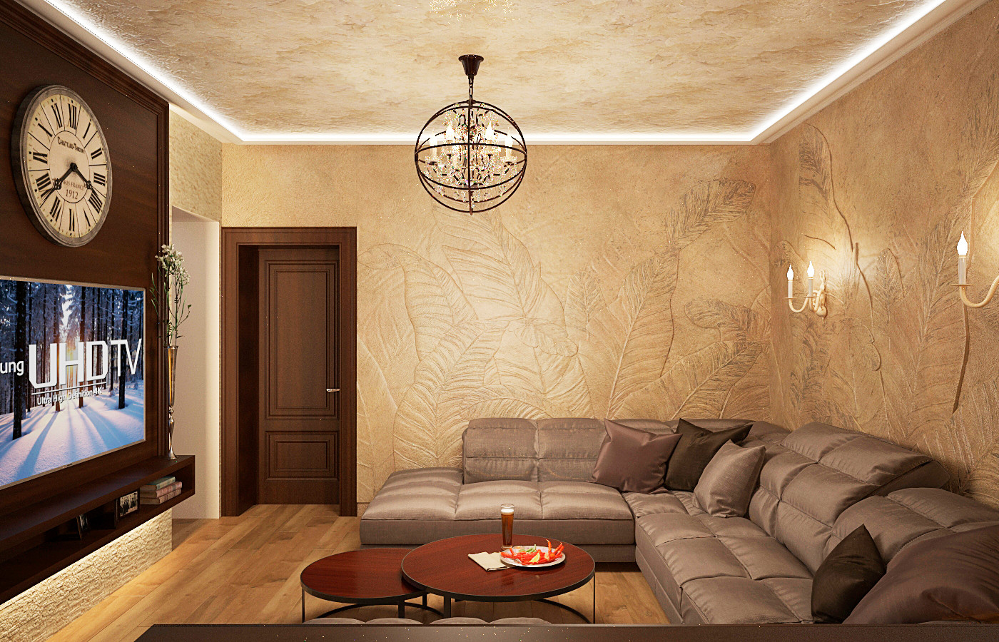 Цокольный этаж загородного дома, зона для отдыха